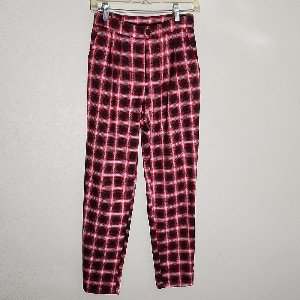 Forever 21 Pants Womens Size S Plaid Red Black White